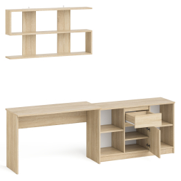 Тумба большая с дверками и нишами с письменным столом Мори и верхней полкой на 1200