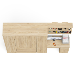 Стол компьютерный с тумбой справа с большим шкафом Мори МШ1600.1 и полкой открытой