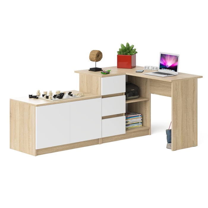 Угловые, Компьютерный угловой стол левое исполнение с широкой тумбой Мори МА-900