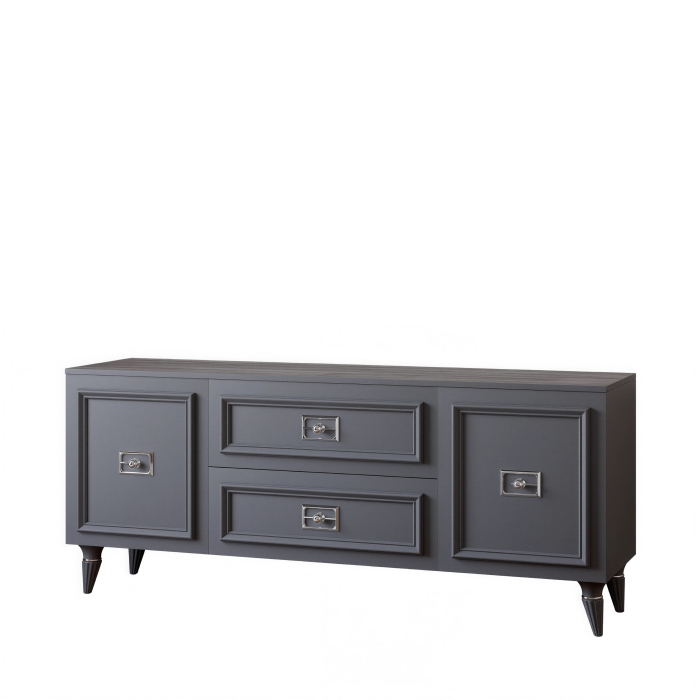 ТВ-тумбы, Комод Валенсия под телевизор 160х45х67 см серебро