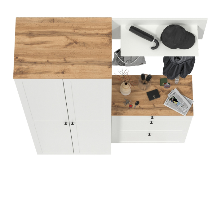 Прихожие, Шкаф 2-х дверный с обувницей и вешалкой для одежды с полкой Остин