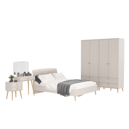 Два двухдверных шкафа Афина с туалетным столиком и кроватью 1400
