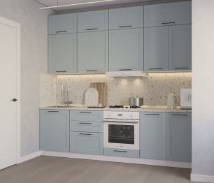 Кухонный гарнитур с антресолью Регина Белый/МДФ Modern Серый 2,6 м