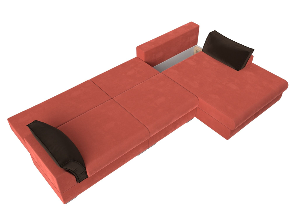 Диваны угловые в гостиную, Угловой диван Пекин Long угол правый, НПБ, микровельвет