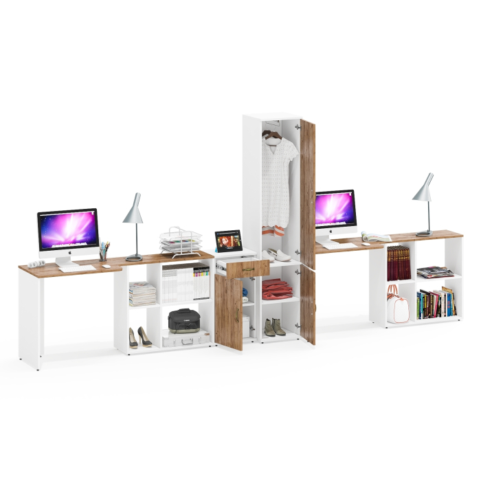 Домашние кабинеты, Рабочее место Лидер-8 для двоих из столов-трансформеров с тумбочкой 3.15 и пенала МД 21Б