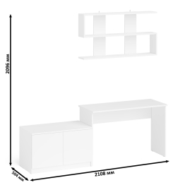 Письменный стол Мори МСП1200 с полкой и тумбой две дверки