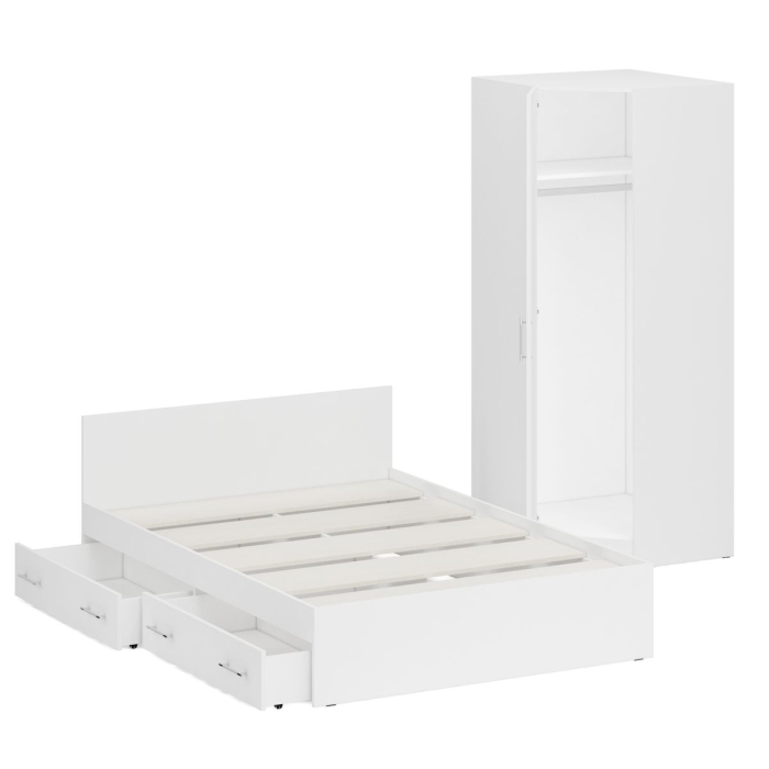 Спальные гарнитуры, Двуспальная Кровать с ящиками 1400 с угловым шкафом Стандарт