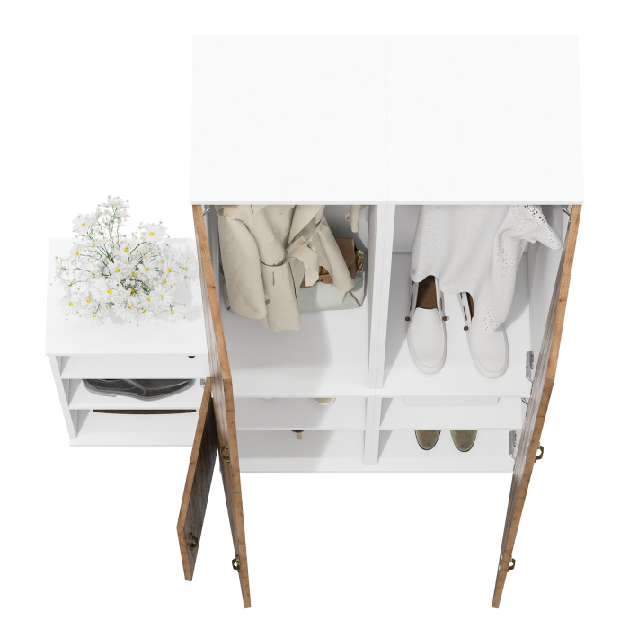 Домашние кабинеты, Два пенала с выдвижной штангой и полкой и тумба с дверкой и нишей Лидер-8