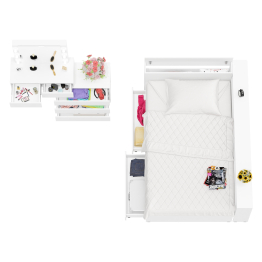 Туалетный столик для спальни с подсветкой 110 и Ксения кровать 1200 с ящиками и прикроватный блок