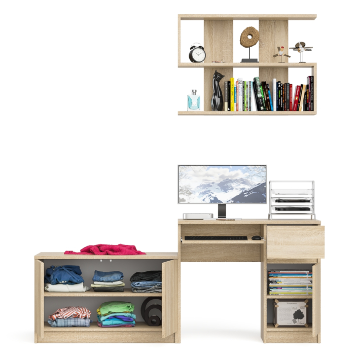 Прямые компьютерные столы, Стол компьютерный однотумбовый Мори МС-1 правый с верхней полкой 900 и тумбой