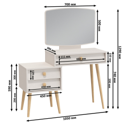 Шкаф-комод Афина с трюмо и кроватью 1200 с прикроватной тумбочкой