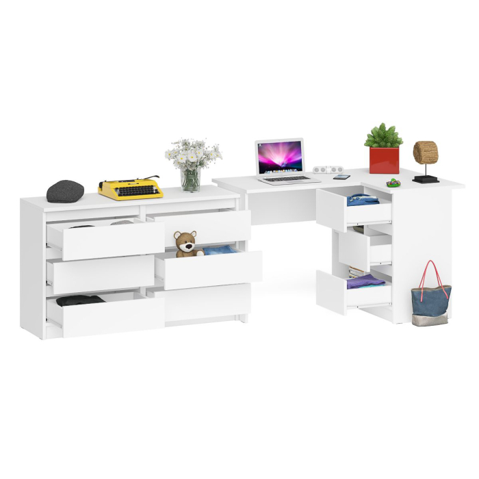 Компьютерные столы, Комод Мори 1200 6 ящиков и компьютерный угловой стол МС-16 правый