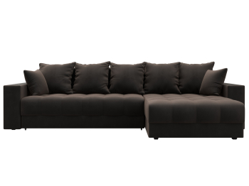 Диван угловой с декором и полкой Лига-050 НПБ, велюр SEVEN