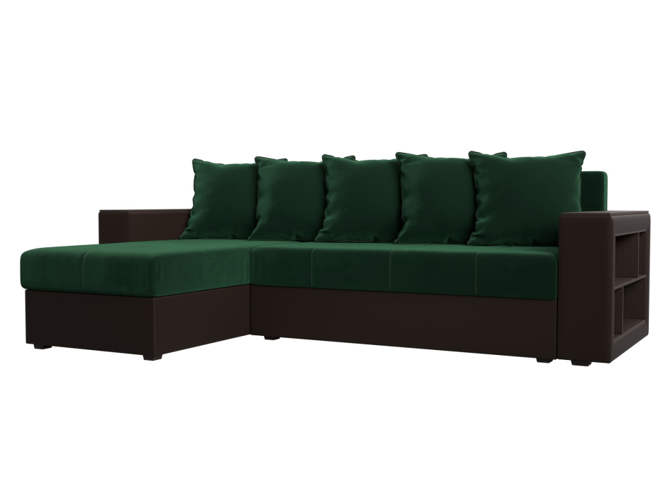 Диваны угловые в гостиную, Диван угловой Дубай Лайт, велюр/экокожа, левый угол