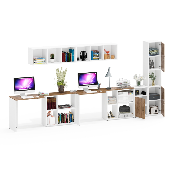 Домашние кабинеты, Комплектация мебели в домашний офис Лидер-8 из двух столов с полками и пенала с тумбой с нишей