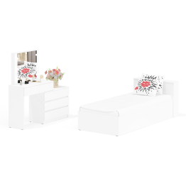 Стол косметический с подсветкой 110 с кроватью с выдвижными ящиками Ксения 900