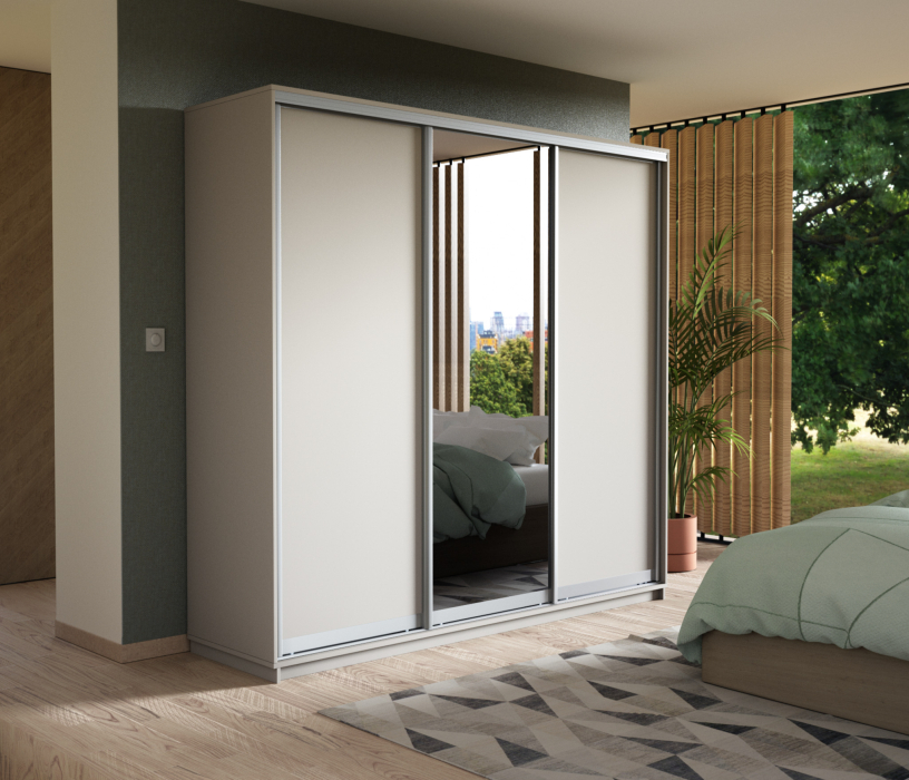 Шкафы-купе, Шкаф-купе Экспресс Медиум (1 зеркало) трио 2400 x 2400 x 600