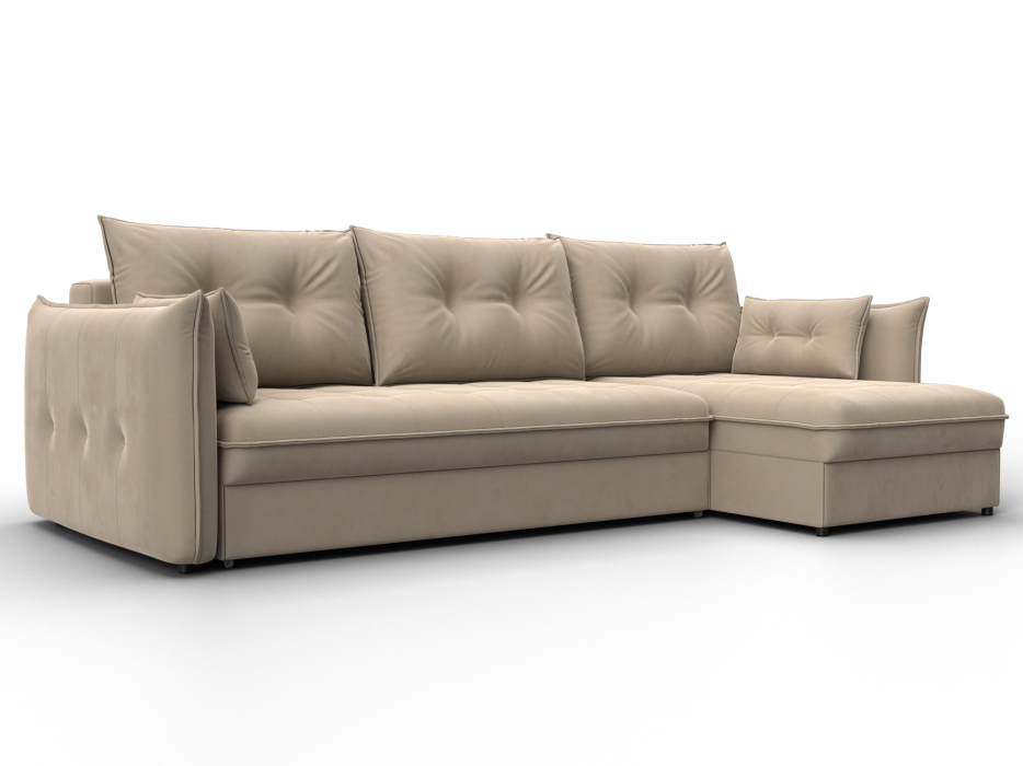 Диваны угловые в гостиную, Диван угловой Лига-100 НПБ угол универсальный, велюр SEVEN