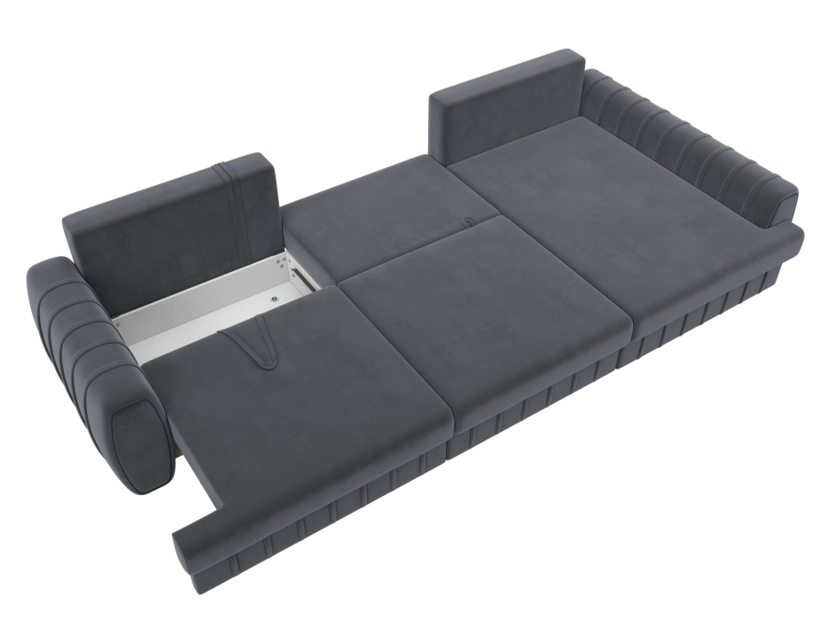 Диваны угловые в гостиную, Диван угловой Лига-057 НПБ Лонг угол правый, велюр SEVEN