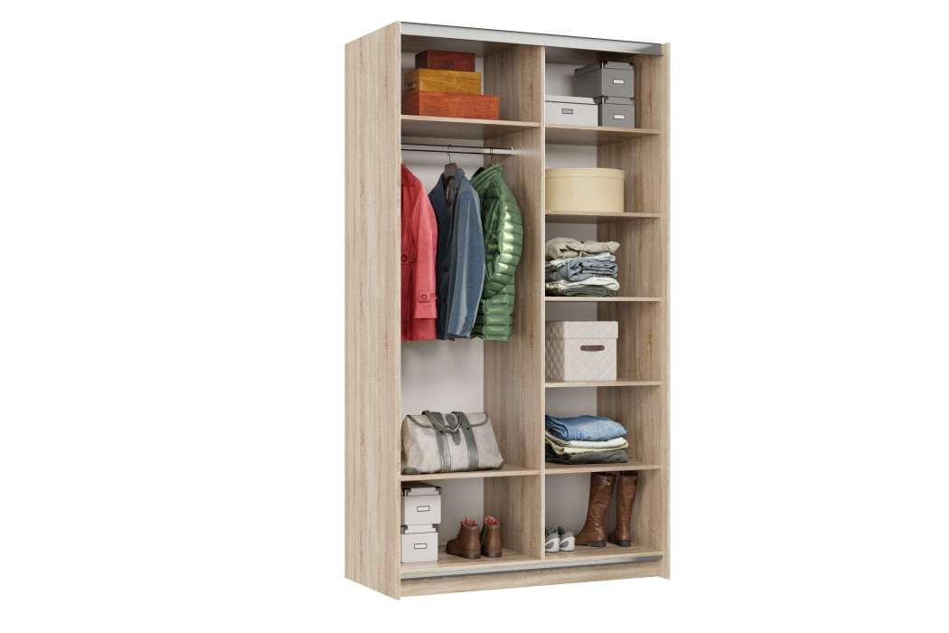 Шкафы-купе 2-х дверные, Шкаф-купе Smart 1222 2х дверный (фасады ЛДСП/зеркало) профиль серебро