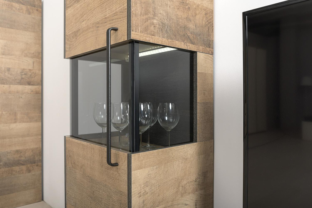 Шкафы распашные, Шкаф-пенал с витриной 13.205 Трувор Дуб Гранж Песочный