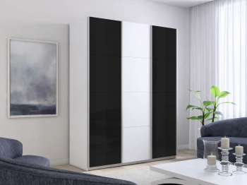 Шкаф-купе Прайм 3-х дверный Стекла черные/ДСП/Доводчики 180х57х230