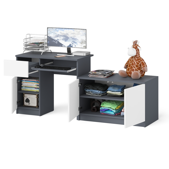 Прямые компьютерные столы, Компьютерный стол ящик и дверка Мори МС-1 левый с широкой тумбой 900