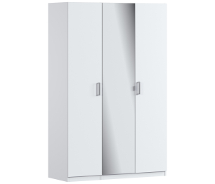 Шкаф 3-х дверный с зеркалом МАКС Белый
