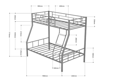Двухъярусная кровать Радуга Розовый зеленый