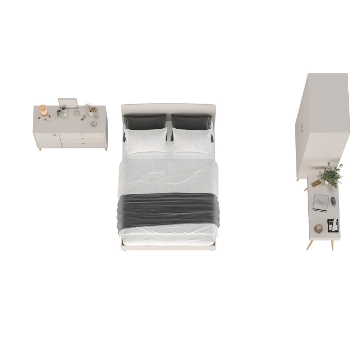 Спальные гарнитуры, Столик с комодом и шкаф-комодом и кроватью 1400 Афина