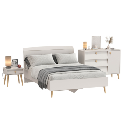 Комплект спальни Афина из кровати 1400 с широким комодом и тумбочки прикроватной