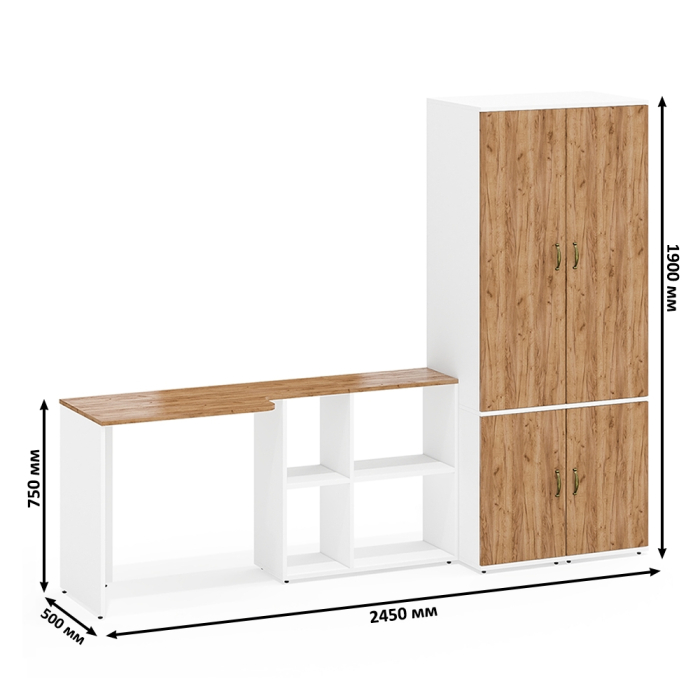 Домашние кабинеты, Два узких бельевых шкафа Лидер-8 и столик-трансформер