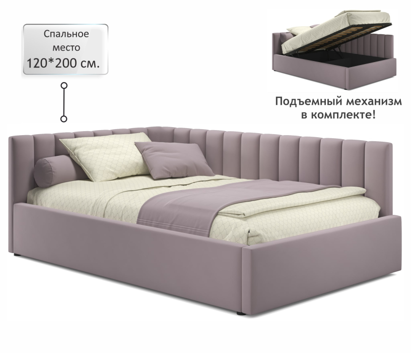 Мягкая кровать, Мягкая кровать Milena 1200 с подъемным механизмом