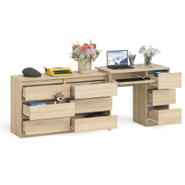 Комод Мори МК-1200 6 ящиков и компьютерный стол МС-6 три ящика справа