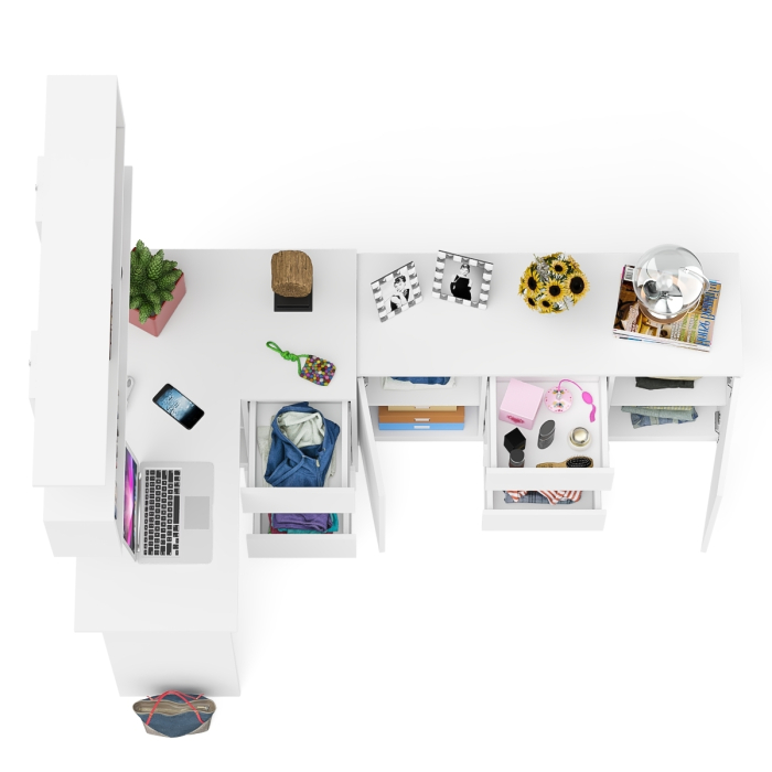 Домашние кабинеты, Стол компьютерный угловой МС-16 правый с навесной полкой и тумбой МК-1200.3 Мори