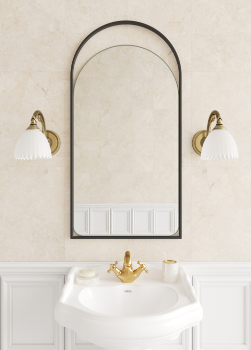 Зеркала в спальню, Дизайнерское настенное зеркало GENGLASS Arkelo в металлической раме