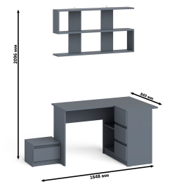 Стол угловой компьютерный МС-16 Мори правый с полкой верхней на 1200 и тумбой ТМП400