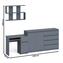 Стол компьютерный дверка и выдвижной ящик слева с комодом МК1600.1 и полкой Мори 900