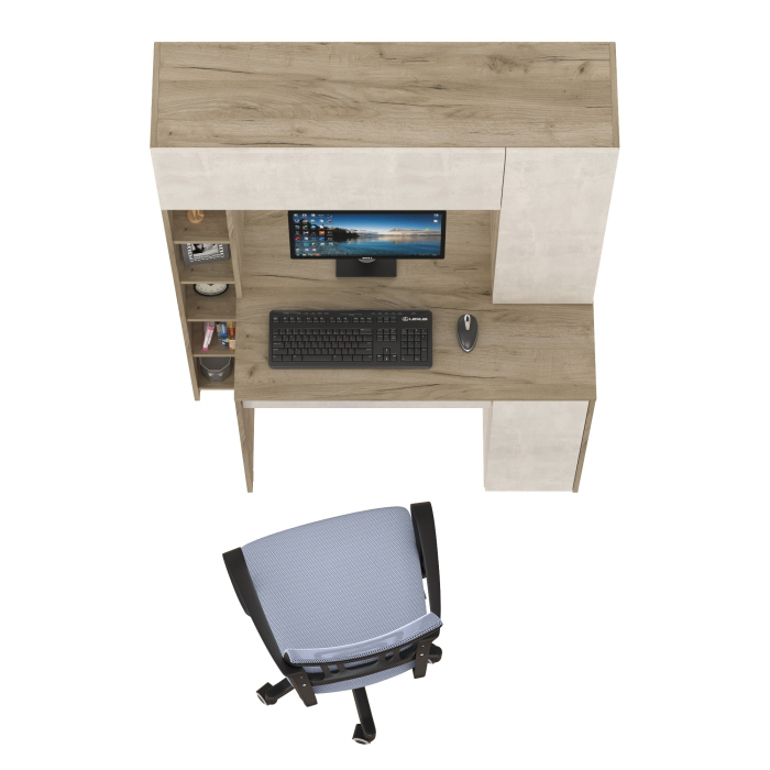 Прямые компьютерные столы, Компьютерный стол Комфорт 12.71 и офисное кресло 103 серого цвета