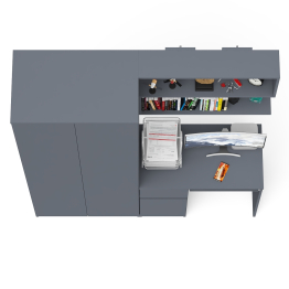 Стол компьютерный Мори МС-1 тумба слева с полкой навесной и шкафом две двери