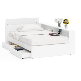 Ксения 1200 кровать с ящиками, ящиком для белья и прикроватным блоком для вещей