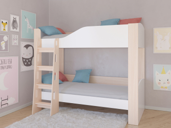 Кровать двухъярусная Астра 2 без ящика Дуб молочный
