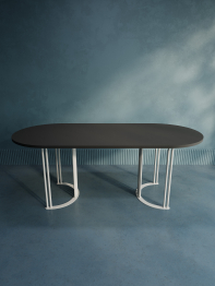 Стол овальный обеденный с белым металлическим подстольем VIOLUR 200