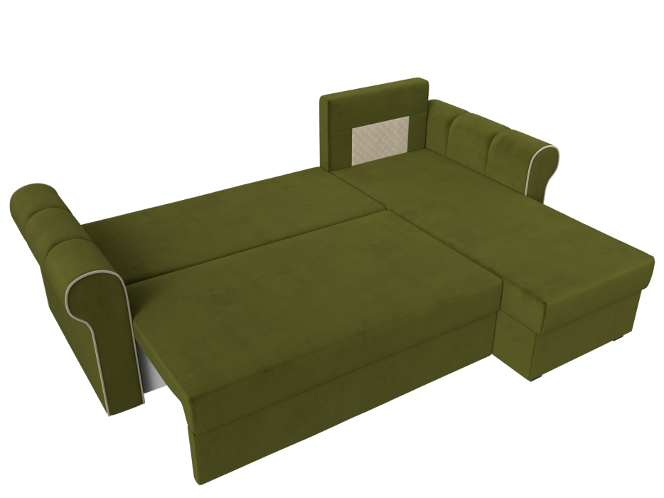 Диваны угловые в гостиную, Угловой диван-кровать Рейн, еврокнижка, микровельвет, правый