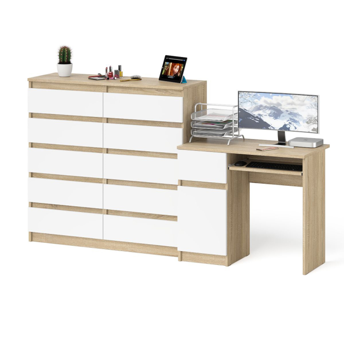 Домашние кабинеты, Комод Мори МК1200 на 10-ть ящиков и компьютерный стол МС-1 левый