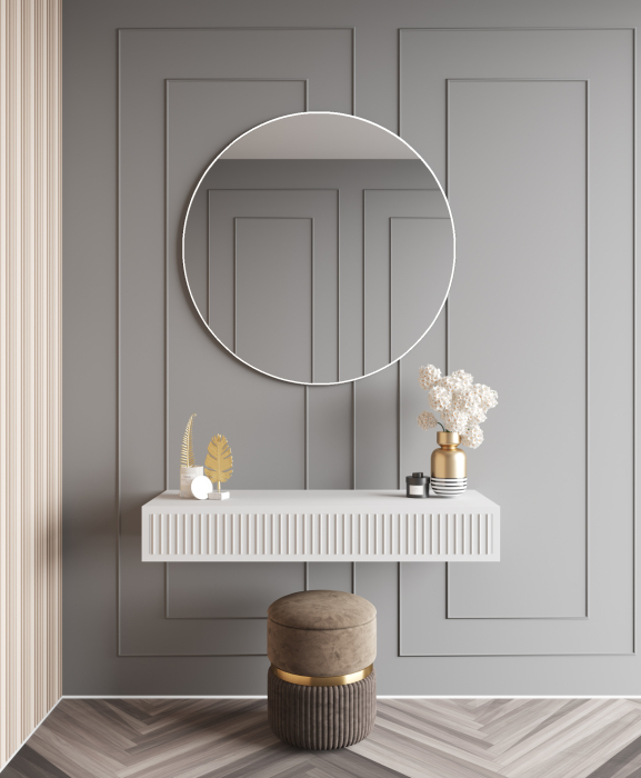 Зеркала в спальню, Дизайнерское настенное зеркало GENGLASS Rauntel L в металлической раме