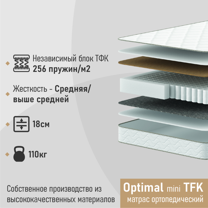 1600 x 2000, Матрас ортопедический Optimal mini TFK 160х200