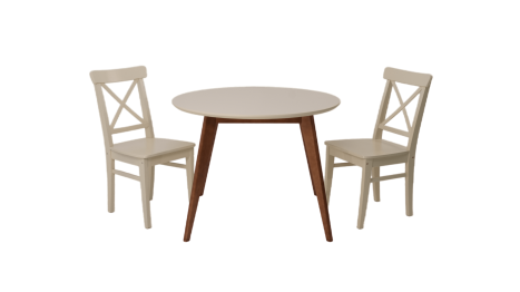 Стол Сканди К 100 орех/слоновая кость со стульями Ингольф слоновая кость