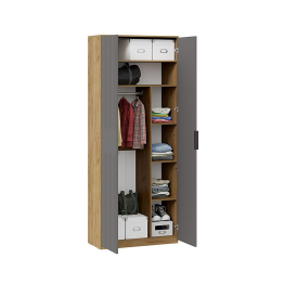 Шкаф комбинированный Хилтон с 2 дверями исп.2, дуб крафт золотой, графит матовый