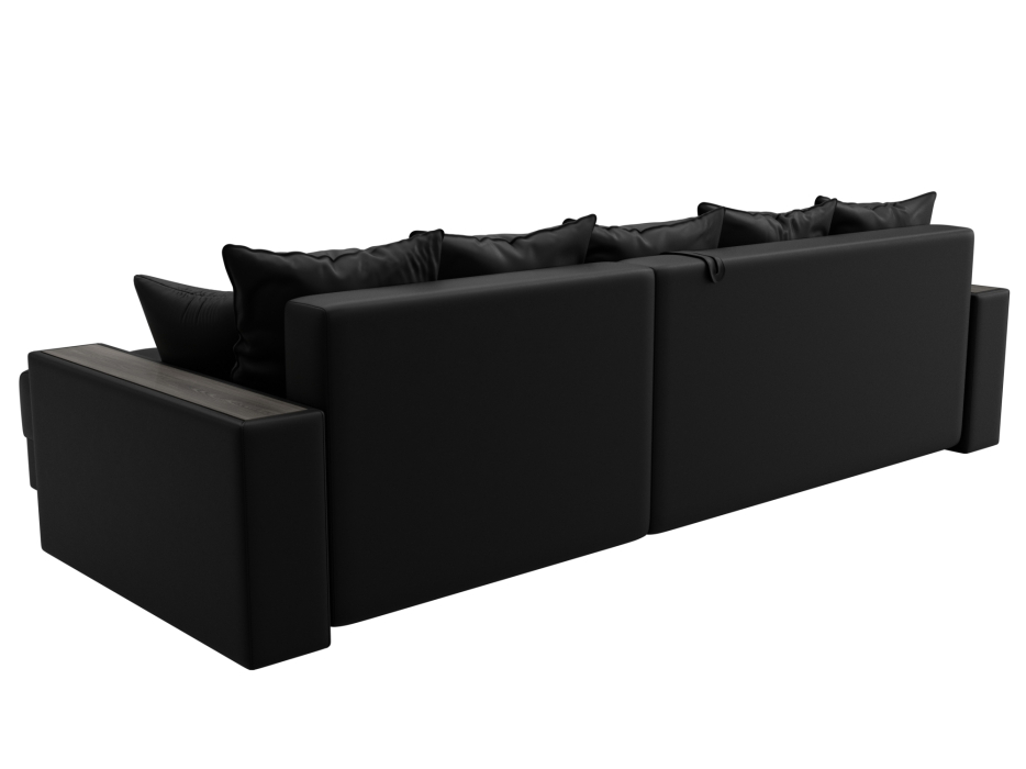 Диваны угловые в гостиную, Диван угловой с декором и полкой Лига-050 НПБ, экокожа GRIFON